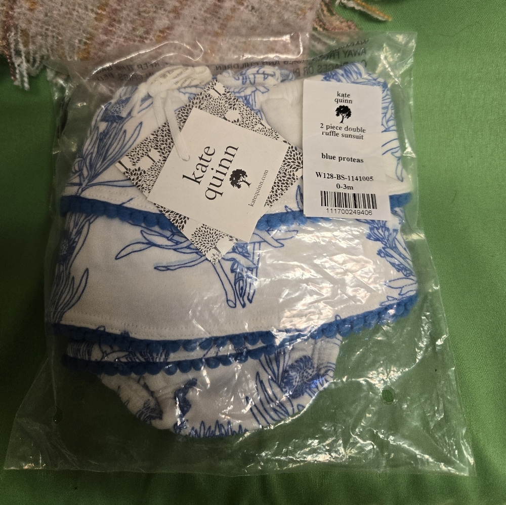 Kate Quinn 0-3 mos blue protease Ruffle sunsuit